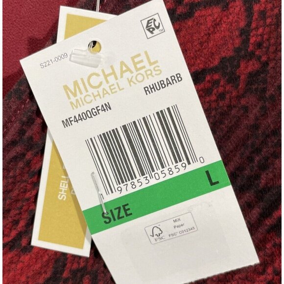 NEW Michael Kors Womens Animal Printed Pleated Top Rhubarb L - Picture 6 of 10
